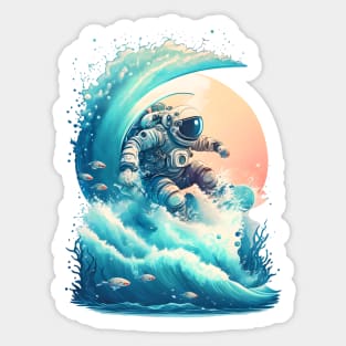 Surfing in The Middle of the Space Sticker